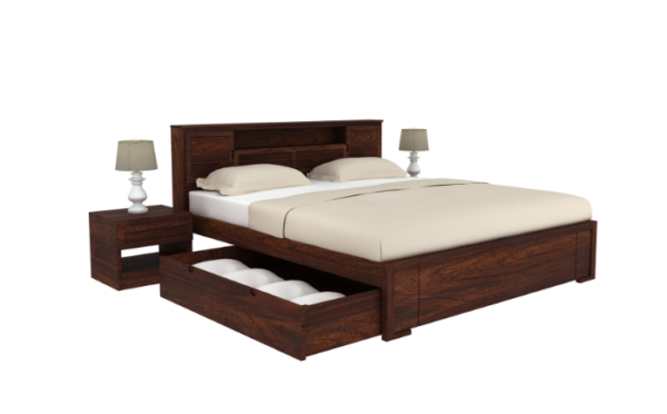 bed with partial side storage